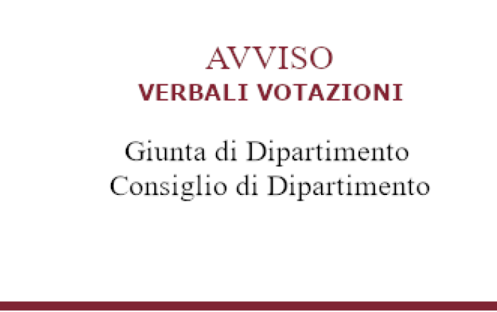 PUBBLICAZIONE VERBALI ELEZIONI GIUNTA E CONSIGLIO DI DIPARTIMENTO