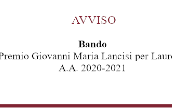 Giovanni Maria Lancisi Award for Graduates A.A. 2020-2021