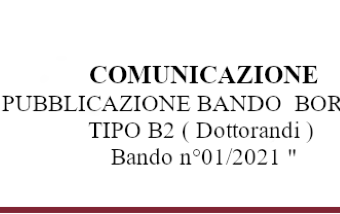 Communication - SELECTIVE PROCEDURE OF TUTORING SCHOLARSHIPS TYPE B2 PHD STUDENTS A.A. 2020/2021 (2021-1147-1369-174568)