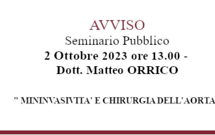 Seminario Pubblico - Dott. Matteo Orrico