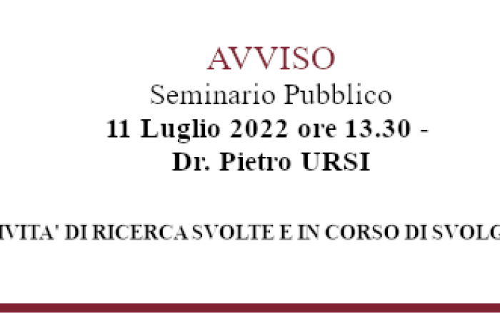 Seminario Pubblico - Dr. Pietro URSI
