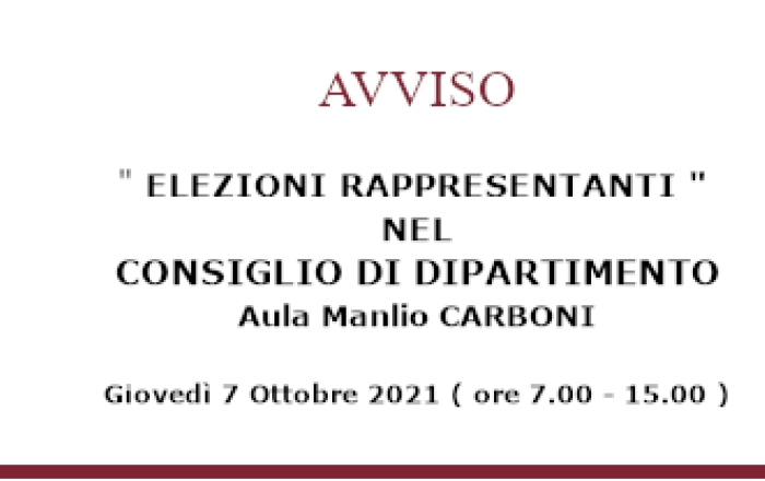 Elezioni Rappresentanti Consiglio di Dipartimento
