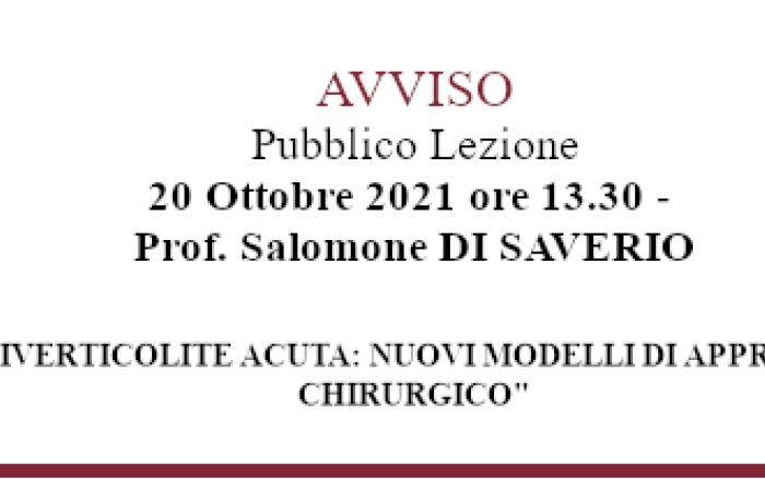Seminaro Pubblico - Prof. Salomone DI SAVERIO