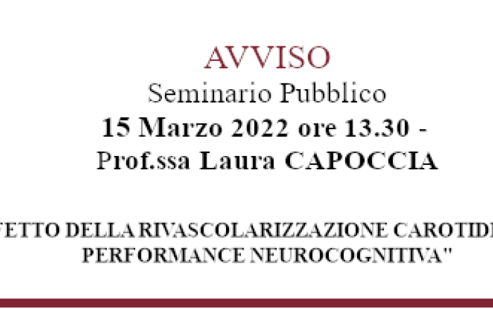 Seminario Pubblico - Prof.ssa Laura CAPOCCIA