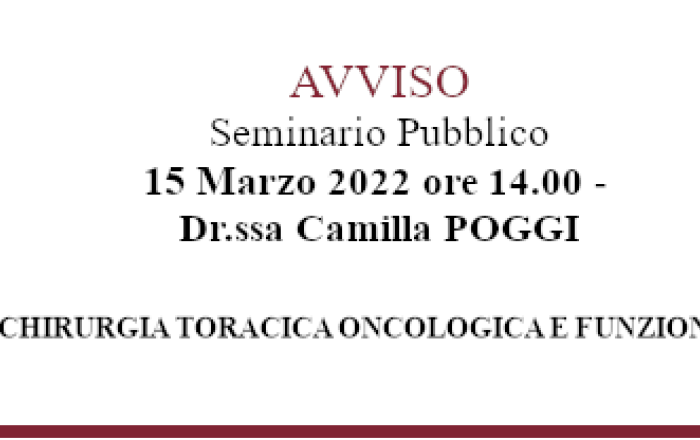 Public Seminar Notice - Dr.ssa Camilla POGGI