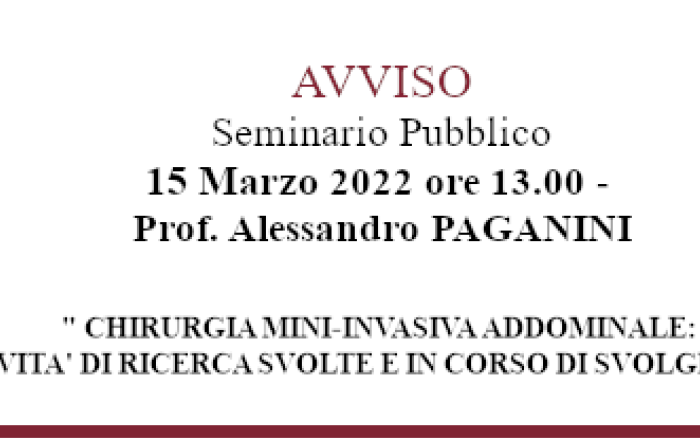 Seminario Pubblico - Prof. Alessandro Maria PAGANINI