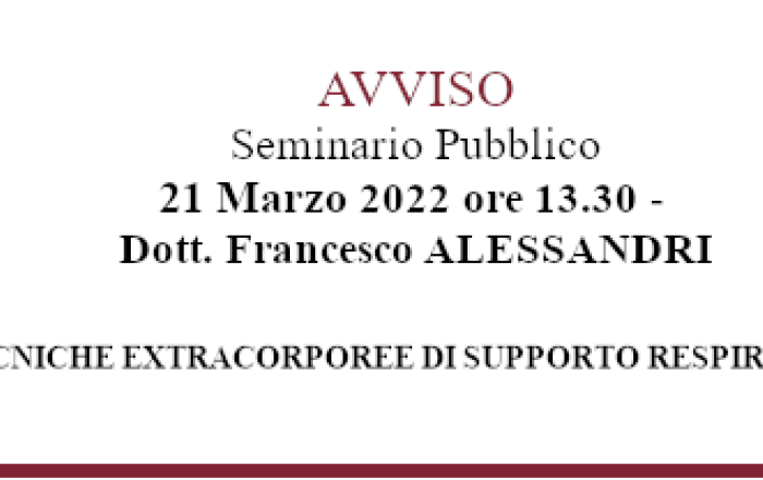 Avviso Seminario Pubblico - Dr. Francesco ALESSANDRI