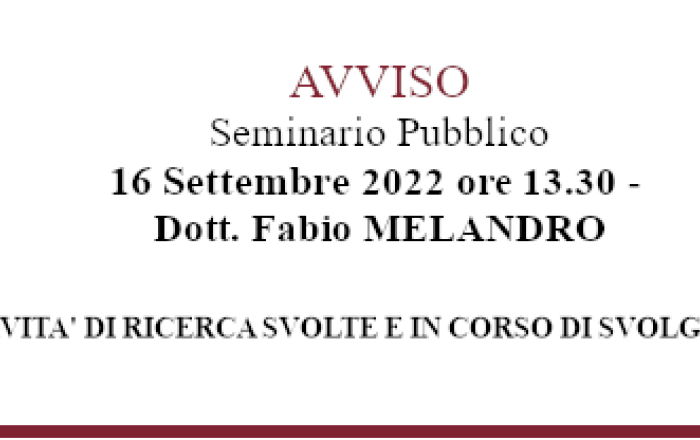 Seminario Pubblico - Dr. Fabio Melandro
