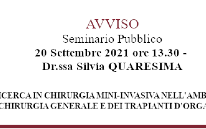 Seminario Pubblico - Dr.ssa Silvia QUARESIMA