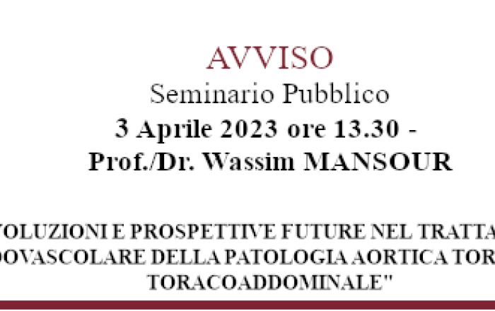 Avviso seminario pubblico Wassim Mansour