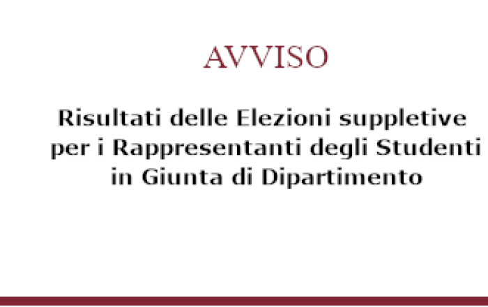 Risultati delle elezioni suppletive per i Rappresentanti degli Studenti in Giunta del Dipartimento