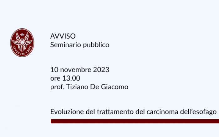 Seminario Pubblico - Prof. Tiziano De Giacomo